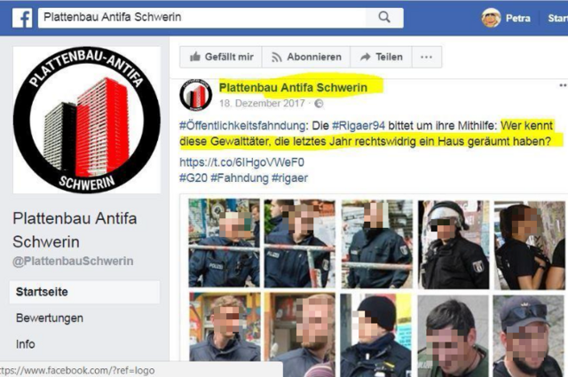 Diesen Beitrag hatte die Plattenbau Antifa Schwerin unverpixelt geteilt.