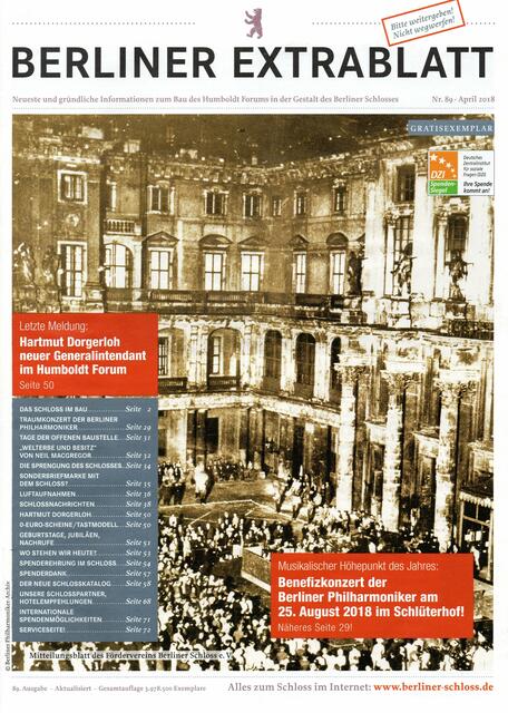 BERLINER EXTRABLATT Nr. 89 [April 2018] mit DVD &gt; http://www.berliner-schloss.de/ | Foto: wie vor