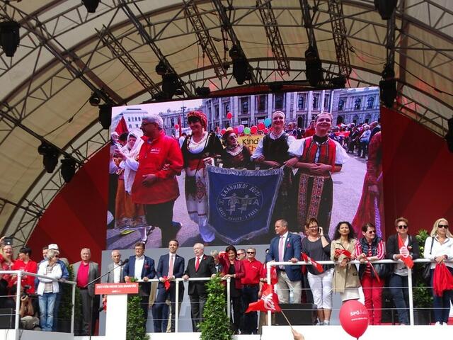 1. Mai 2018 in Wien: Maiaufmarsch der SPÖ Wien. Kundgebung auf dem Rathausplatz.