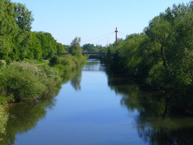 Obwohl mitten in der Stadt, geht es mit dem Rad immer im Grünen entlang.