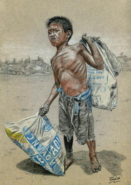 2865  P 4209  Advance, Charcoalboy of Tondo in Manila, Kohlejunge, Glis, 7. und 8.11.2017