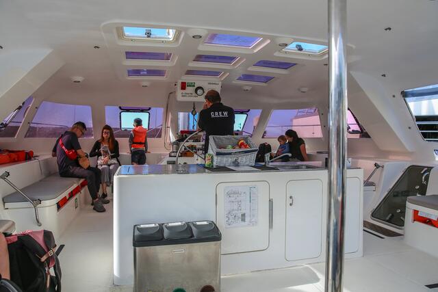 Unser Katamaran war schon ein schickes Modell.