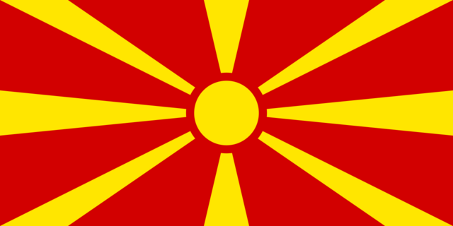 Flagge der Republik Mazedonien - jetzt Nord-Mazedonien - seit 1995 &gt; gemeinfrei - https://de.wikipedia.org/wiki/Streit_um_den_Namen_Mazedonien#/media/File:Flag_of_Macedonia.svg | Foto: wie vor