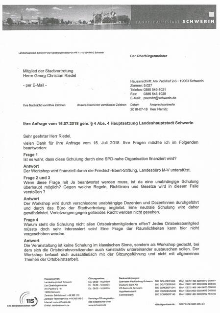 Hier die Antwort der Stadt auf die Anfrage von Herrn Riedel Teil 1