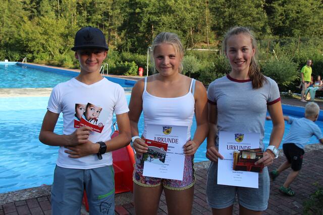 Die Preise für Platz eins und zwei in der Einsteiger-Wertung gingen ins Upland. Hier zwei Vertreter vom Team SLK und Ilja Kesper (rechts) vom schnellsten Trio, den Crossrunners.