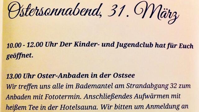 II. 29. März - 3. April 2018. Ostern in Binz auf Rügen.