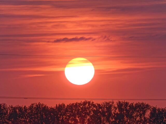 Nach der Rückkehr in Ahlten schnell mit dem Fahrrad in die Feldmark. Der Sonnenuntergang signalisiert, dass es auch morgen ein sonniger Sommertag wird. Leider wieder ein Tag ohne Regen! ( ; - ( ))