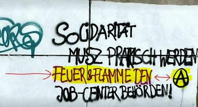 Feuer und Flamme den Job Centern Behörden Quelle Screenshot Antifa Plattenbau Schwerin