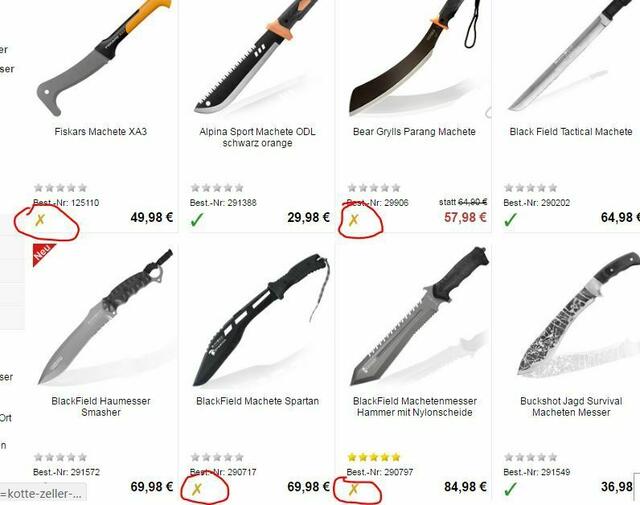 Zahlreiche Macheten sind ausverkauft..... was kommt da auf uns zu?