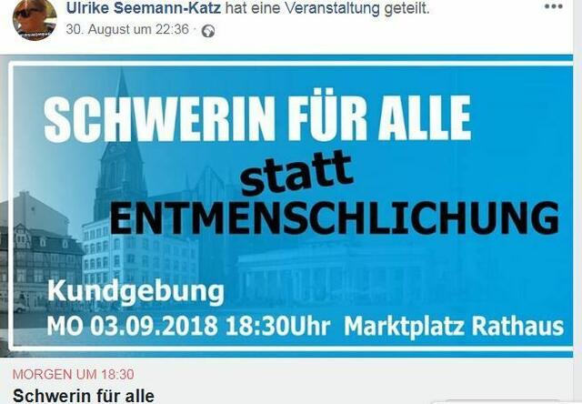 Für 18:30 Uhr hat Schwerin für Alle eine Kundgebung ebenfalls auf dem Marktplatz angemeldet.