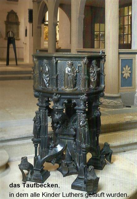 Das original Taufbecken in der Stadtkirche
