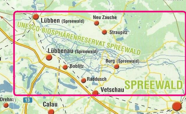 Lageplan des Spreewaldes
