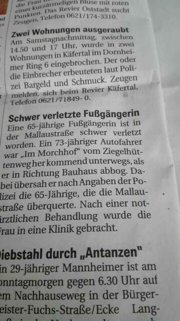 Ebenfalls aus einem Zeitungsbericht
