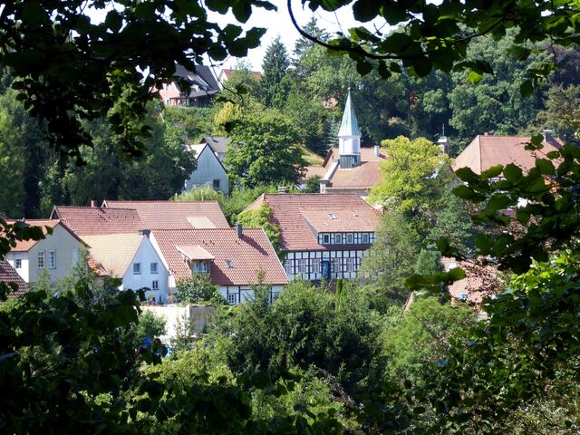 Blick vom Kurpark aus auf die Stadt Tecklenburg