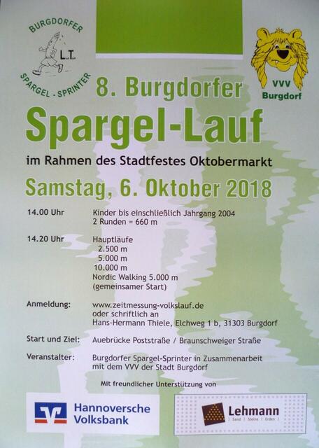 Ausschreibung Spargellauf Burgdorf – Vorderseite.