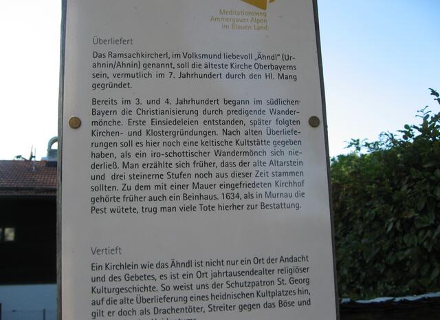 Geschichtliches zum Ramsach-Kircherl im Murnauer Moos.