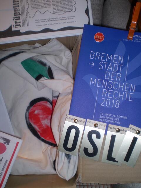 Osli-Fahne mit Herz - die "Bremer Schulfahne von 1985"