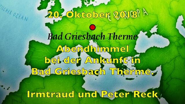 20. Oktober 2018. Abendhimmel bei der Ankunft in Bad Griesbach Therme.