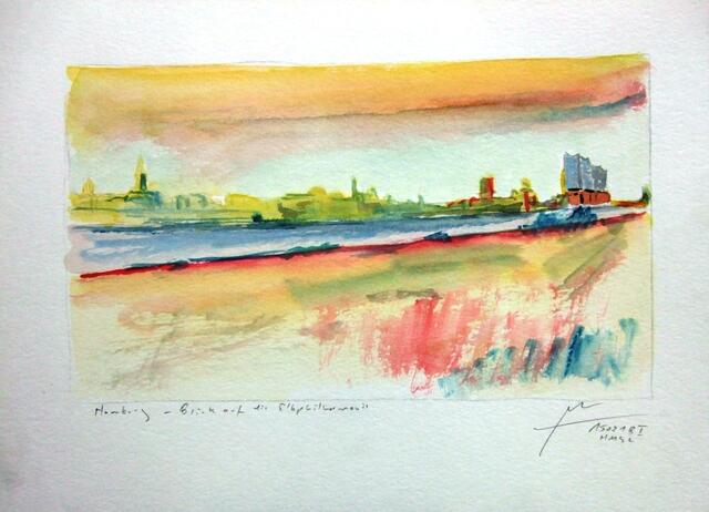 Die Elbphilharmonie - Aquarell, 24x32cm, 2018
