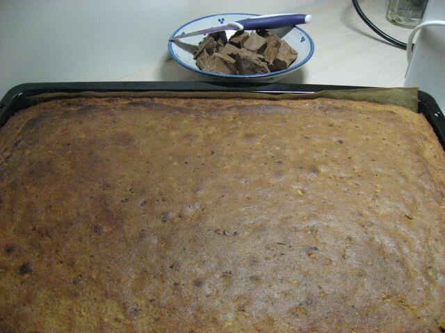 So sieht der fertiggebackene Teigboden aus. Backzeit: knappe 20 Minuten.  Mit dem Ergebnis bin ich recht zufrieden.