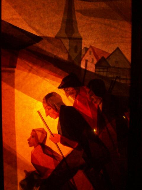 Weihnachtstransparent (Detail mit Hirten) in der St. Andreaskirche Springe, Veranstaltungsort für die erste Andacht