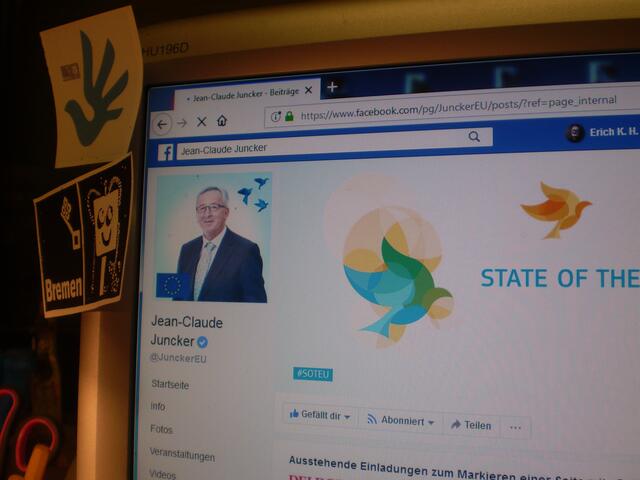 Blick am 29. Dezember 2018 auf die facebook-Startseite von Jean-Claude Juncker