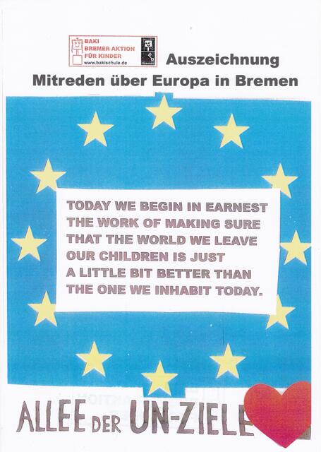EUVOR (Europa-Vorsatz 2017) für MITREDEN ÜBER EUROPA IN BREMEN