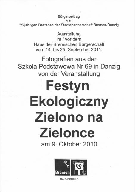 BAKI-Beitrag zum 35-jährigen Bestehen der Städtepartnerschaft Bremen-Danzig (Titelblatt)