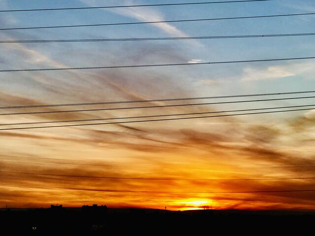 19. Januar 2019. Sonnenuntergang, gesehen im A2 Center in Altwarmbüchen. Hannover.