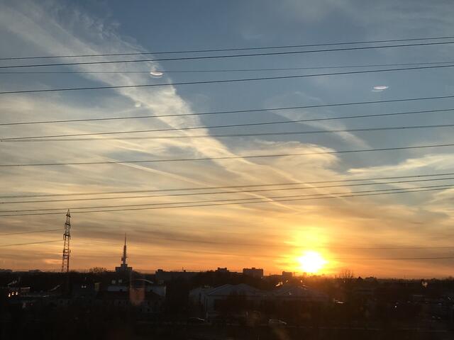19. Januar 2019. Sonnenuntergang, gesehen im A2 Center in Altwarmbüchen. Hannover.