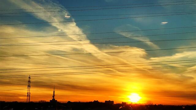 19. Januar 2019. Sonnenuntergang, gesehen im A2 Center in Altwarmbüchen. Hannover.