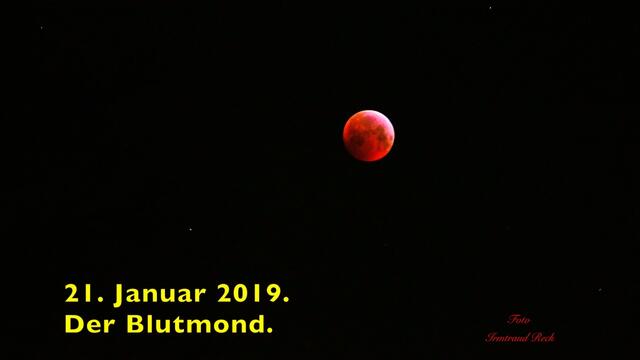 21. Januar 2019. Mondfinsternis und Blutmond in Hannover.
