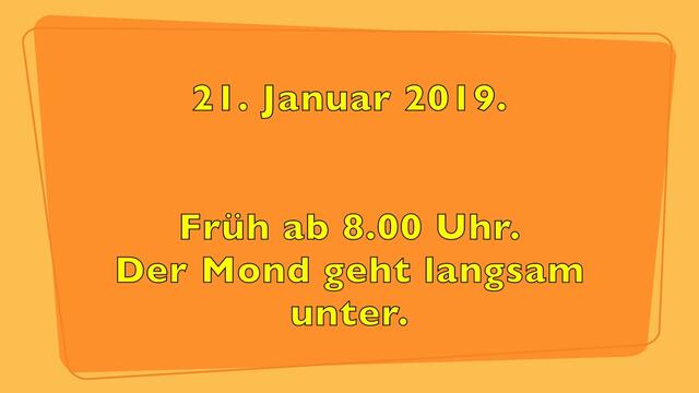 21. Januar 2019. Mondfinsternis und Blutmond in Hannover.