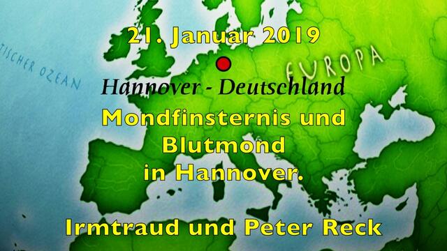 21. Januar 2019. Mondfinsternis und Blutmond in Hannover.