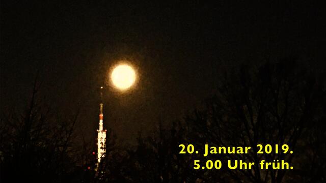 21. Januar 2019. Mondfinsternis und Blutmond in Hannover.