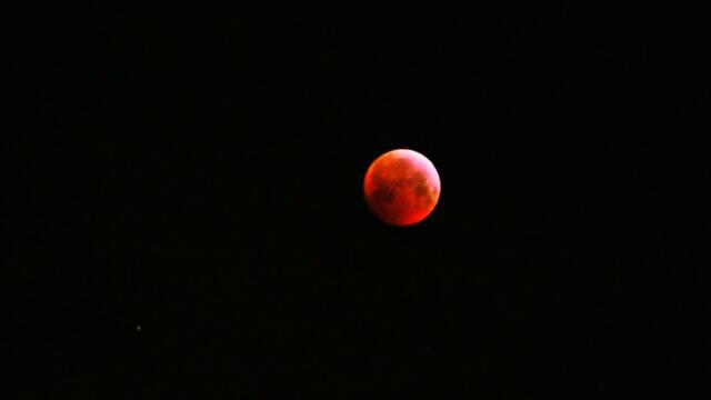 21. Januar 2019. Mondfinsternis und Blutmond in Hannover.