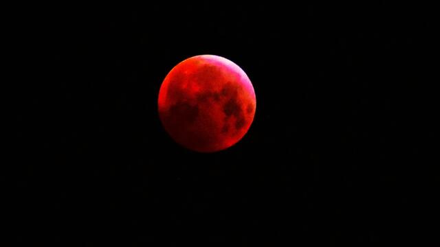 21. Januar 2019. Mondfinsternis und Blutmond in Hannover.