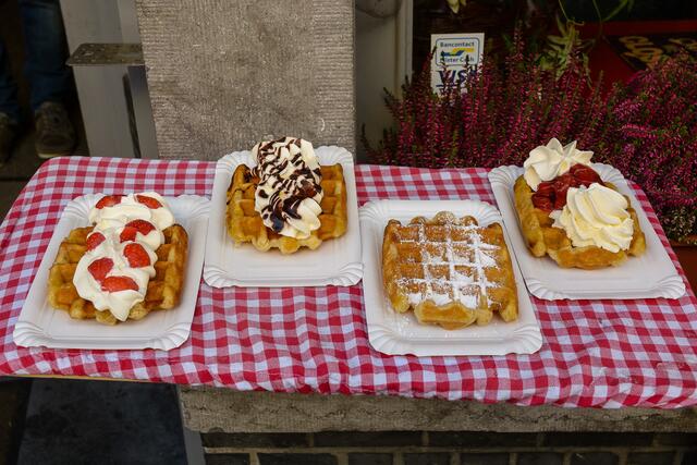 Aus Belgien nicht wegzudenken: die Belgische Waffel mit verschiedenen Zutaten