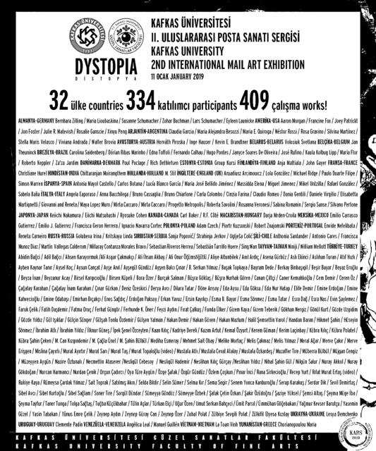 Teilnehmerliste der internationalen DYSTOPIA - Ausstellung in der Türkei | Foto: Kafkas Universität