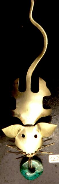 "kleine Maus" Silberlöffel und Chrysoprasscheibe(mistöhr).