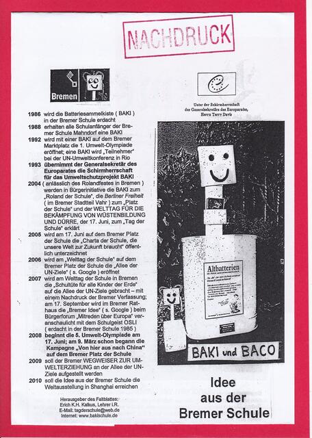 Faltblatt "Idee aus der Bremer Schule"
