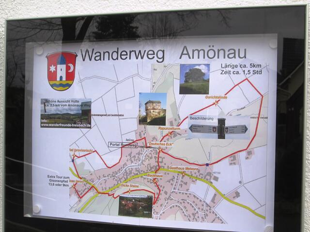 Der Wanderweg Amönau im Überklick.