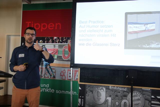Über die Social Media Trends 2019 und wie man Kunden zu Fans machen kann, berichtete Christoph von Külmer von der Social-Media Agentur Sportbrain.