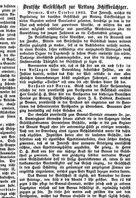 Bremer Handelsblatt vom 28. Oktober 1865. Repro: Matthias Blazek
