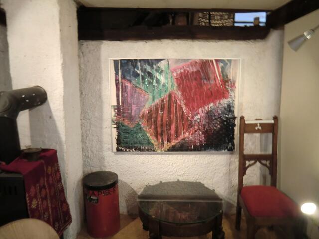 Verflochtene und bemalte Leinwandstreifen von Marie-Luise Dietl, Augsburg