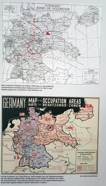 Drenzen-/Demarkationslinien der 4 Besatzungsmächte im Nachkriegsdeutschland