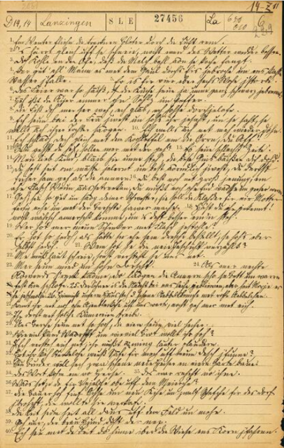 Wenkerbogen Nr. 27456 der Dorfschule Lanzingen -Seite 1-   (Quelle:www.regionalsprache.de)