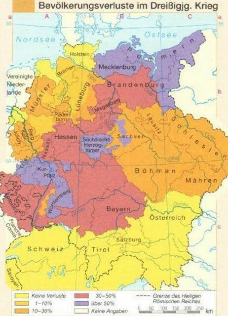 Bevölkerungsverluste im 30jährigen Krieg | Foto: https://www.militaer-wissen.de/dreissigjaehriger-krieg-30-jaehriger-krieg