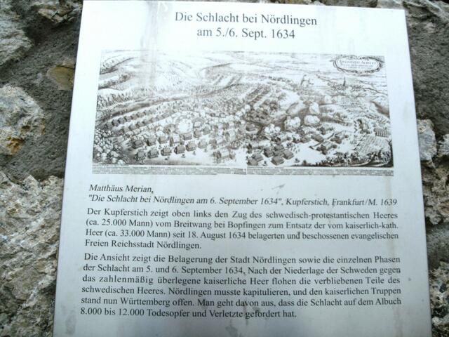 Infotafel an der Schlacht zu Nördlingen