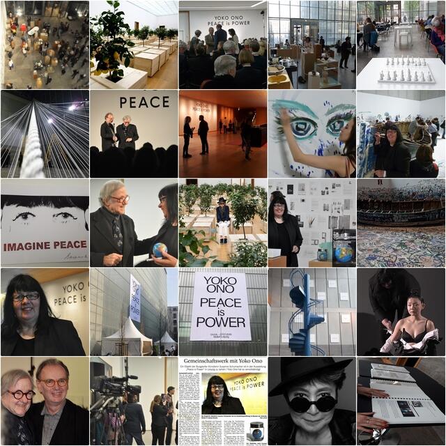 Peace is Power Ausstellung Yoko Ono - Water Event im  Museum der Bildenden Künste in Leipzig. Collage mit Künstlerin Susanne Schumacher.